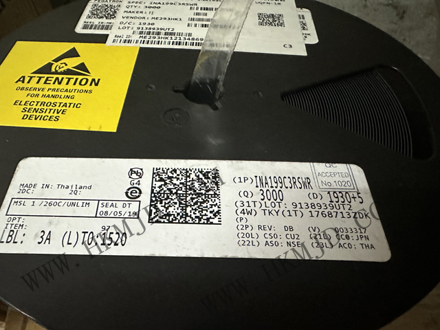 原裝出售TI INA199C3RSWR 26V，雙向電流感應放大器 10-UQFN -40 至 125