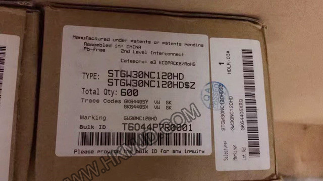 ST TO-247-3 | STGW30NC120HD：N溝道1200 V、30 A超快PowerMESH IGBT