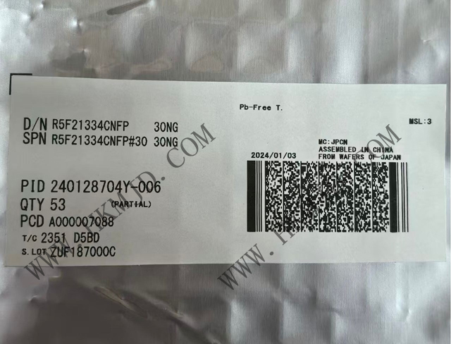 瑞薩電子【MCU芯片】R5F21334CNFP 16位微控制器，采用R8C CPU內(nèi)核